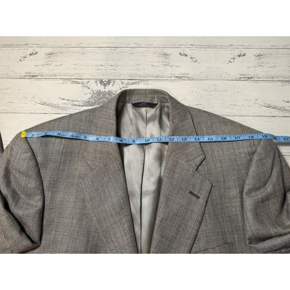 Brooks Brothers 346 Blazer Men 44L Beige Silk Wool Blend Lined‎ Button Up Jacket